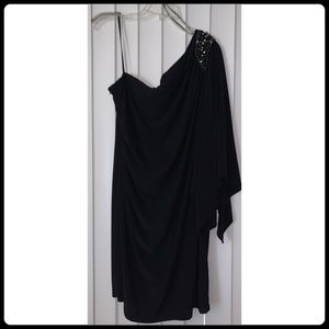 R&M Richards One-Shoulder Embellished Dress